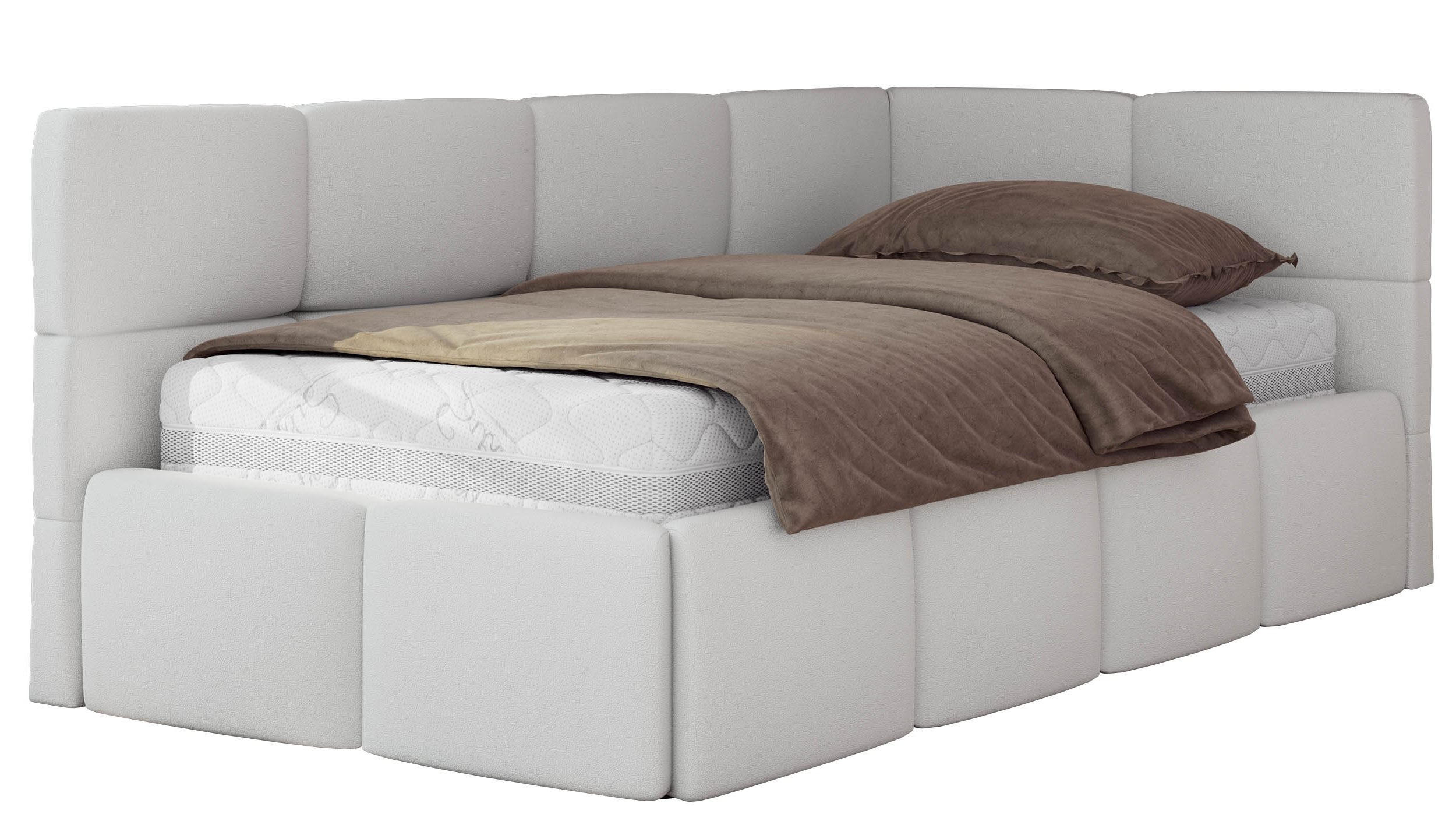 JUGENDBETT ARVO 90/200 - Weiß Kunstleder - Foam-Matratze - Rechts Seite - Weiß, Textil (90/200cm) - MKS