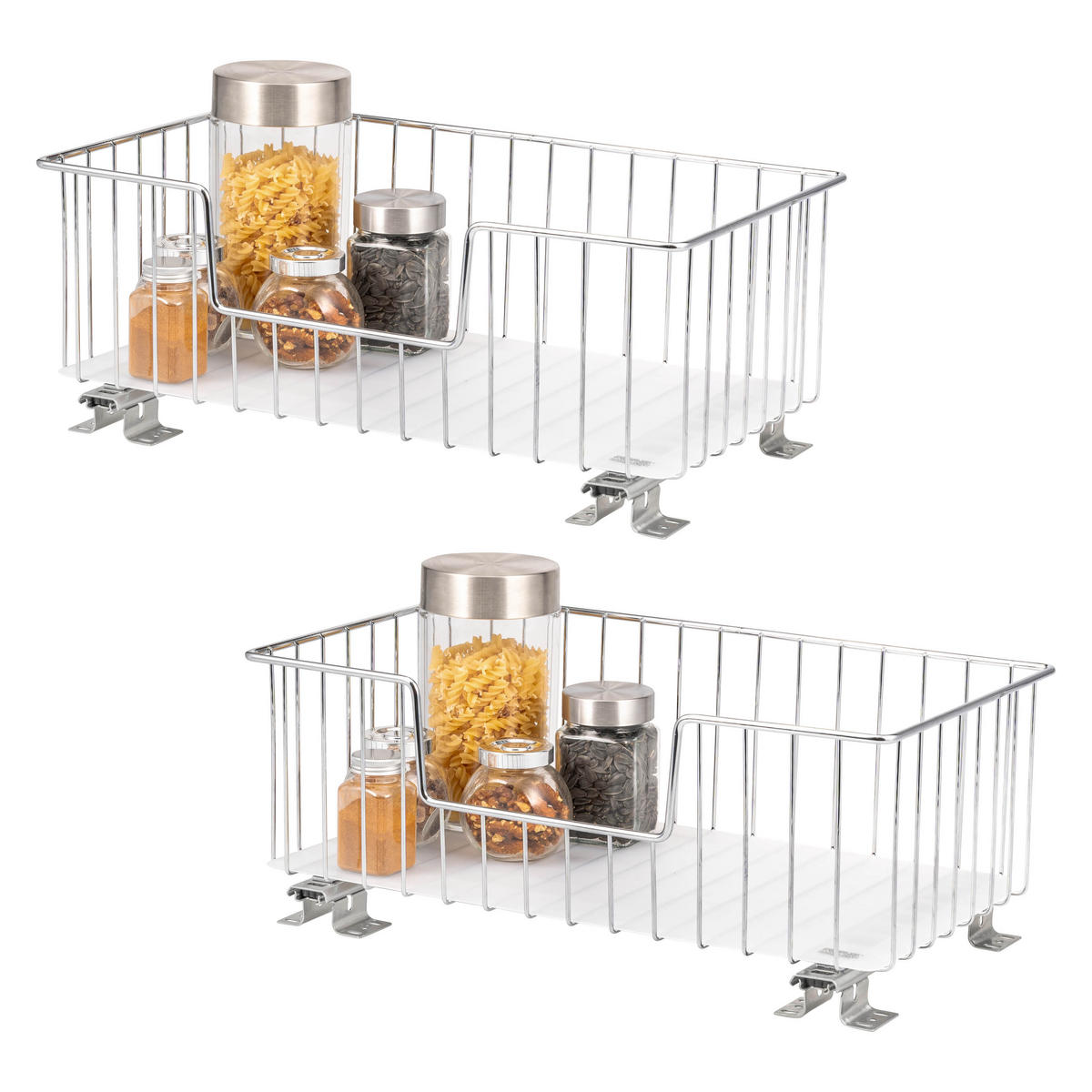 KORBAUSZUG (2er Set), 50 cm Breite, für Oberschränke, Chrom - Silberfarben, Metall (50/20/28.5cm) - bremermann