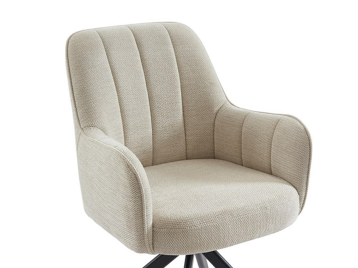 STUHL - 58.5 cm x 64.5 cm - Stoff - Cremefarben - LEJINA - Creme, Textil (58.5/86/64.5cm) - Vente-Unique