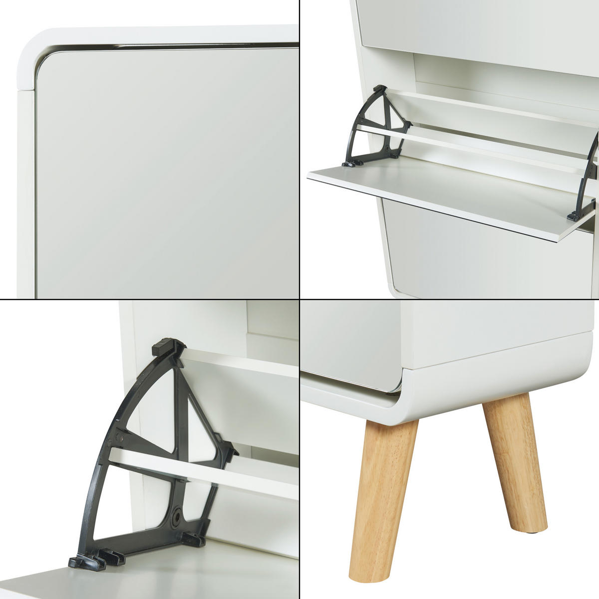 SCHUHKIPPER Aure - Weiß, Glas/Holz (63/172/23.5cm) - [en.casa]