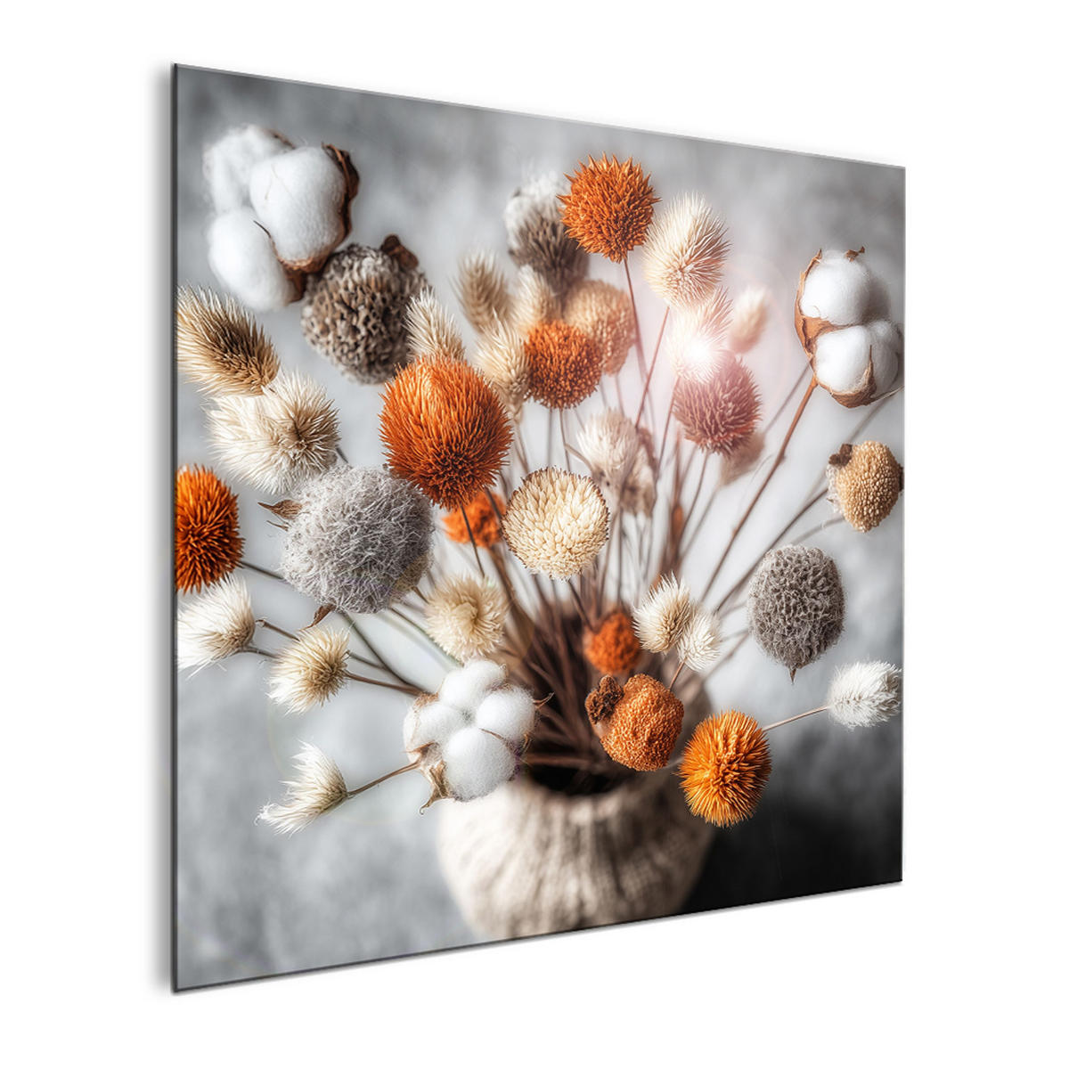 GLASBILD 30x30 cm Trockenblumen - Beige, Glas (30/30cm) - artissimo