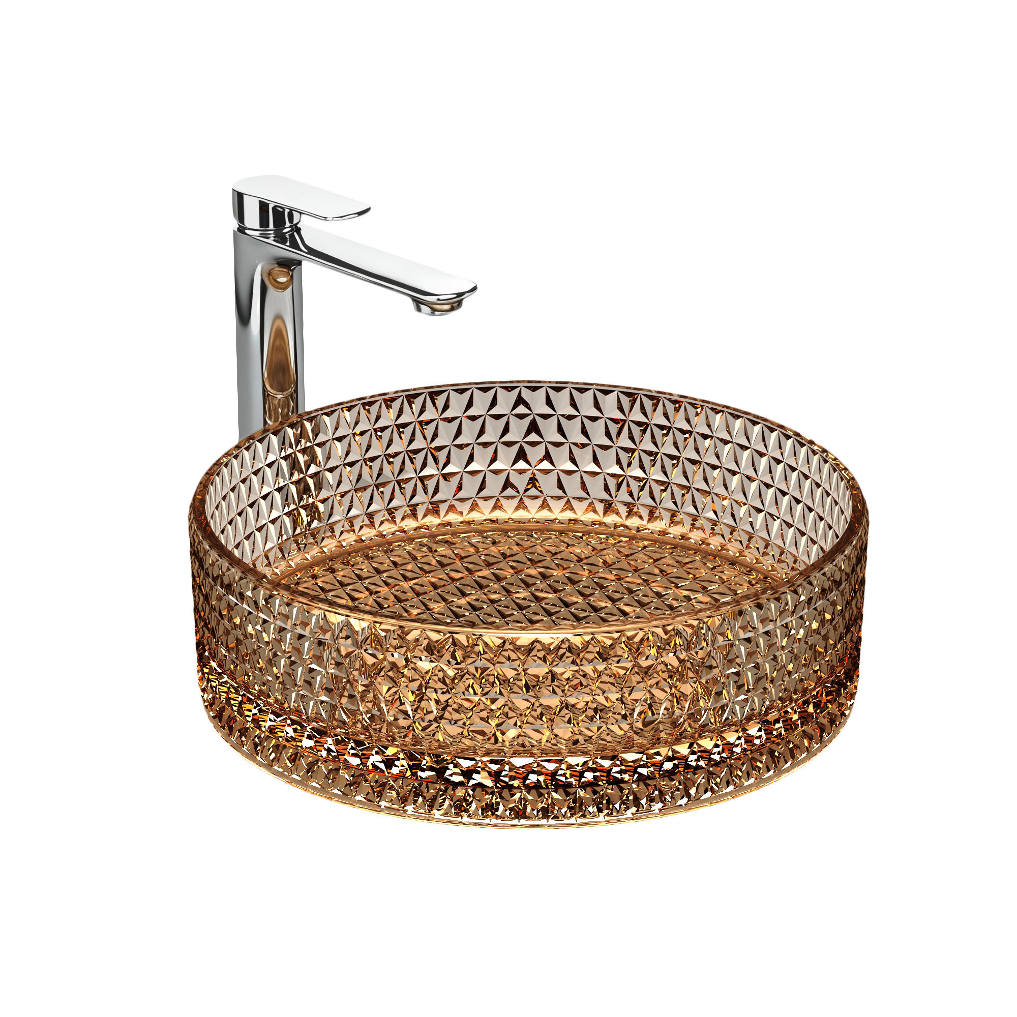 UMYVADLO na desku, růžově zlatá, Ø36/11,2 cm - barva růžového zlata, sklo (36/11.2/36cm) - EMKE