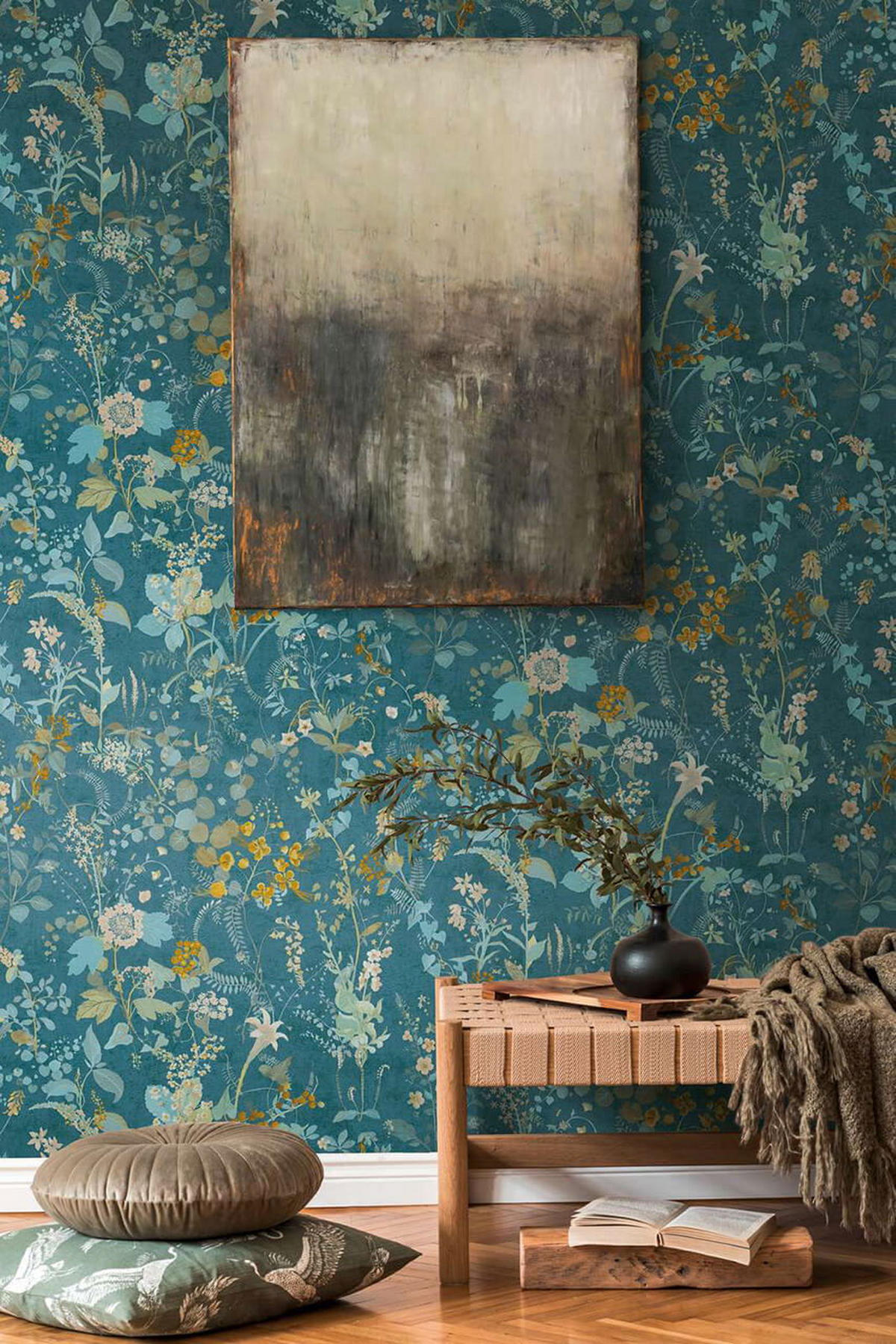 VLIESTAPETE Petrol 53/1005 cm - Petrol, Textil (53/1cm) - KUNSTLOFT