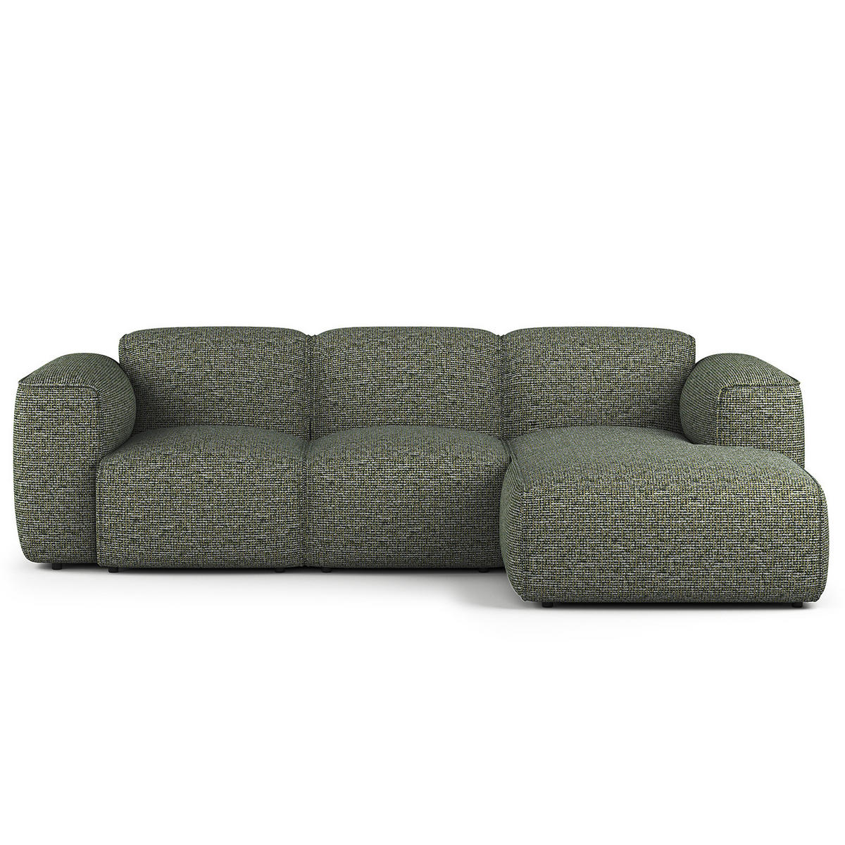 3-SITZER ECKSOFA mit Longchair - Schwarz/Grün, Kunststoff/Textil (251/173cm) - home24
