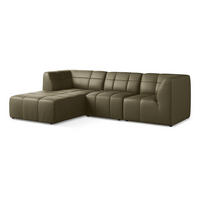ECKSOFA Links Kunstleder Grün - Schwarz/Olivgrün, Holzwerkstoff/Kunststoff (266/175cm) - Makamii