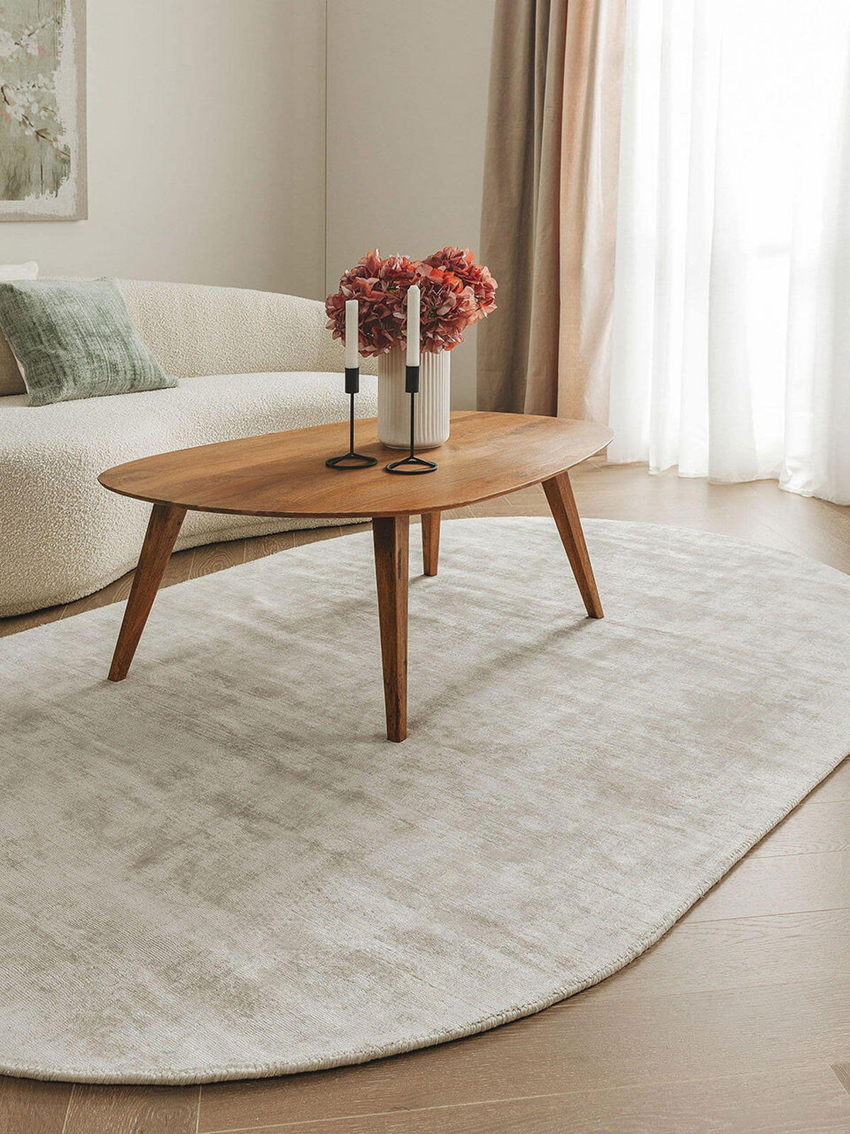 VISKOSETEPPICH OVAL Nova Hellgrau 150x230 cm - Grau, Textil (150/1cm) - KUNSTLOFT