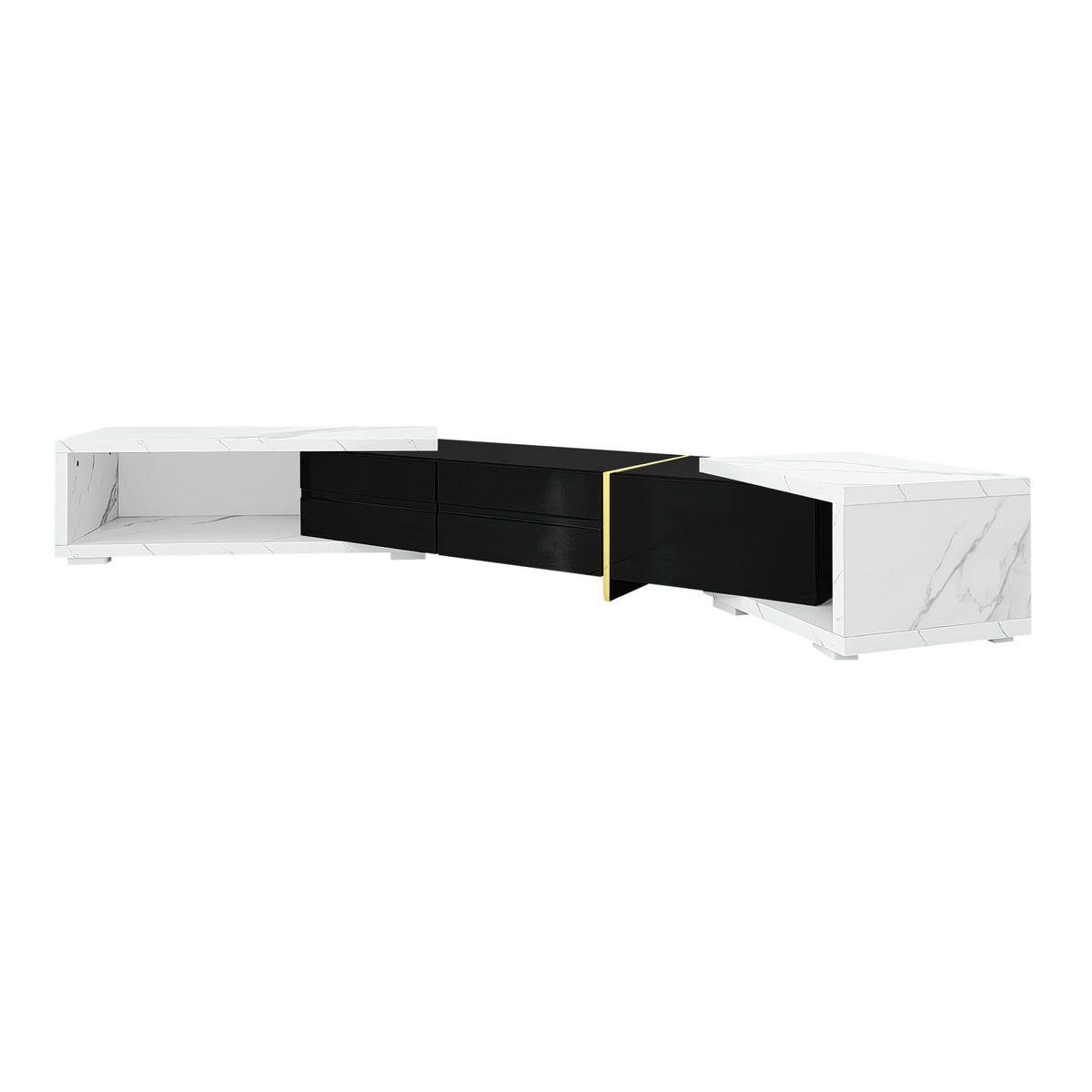 TV-SCHRANK drehbar 140-260 cm Marmoroptik Schwarz/Weiß - Schwarz, Holzwerkstoff (40/30/260cm) - Beauniv