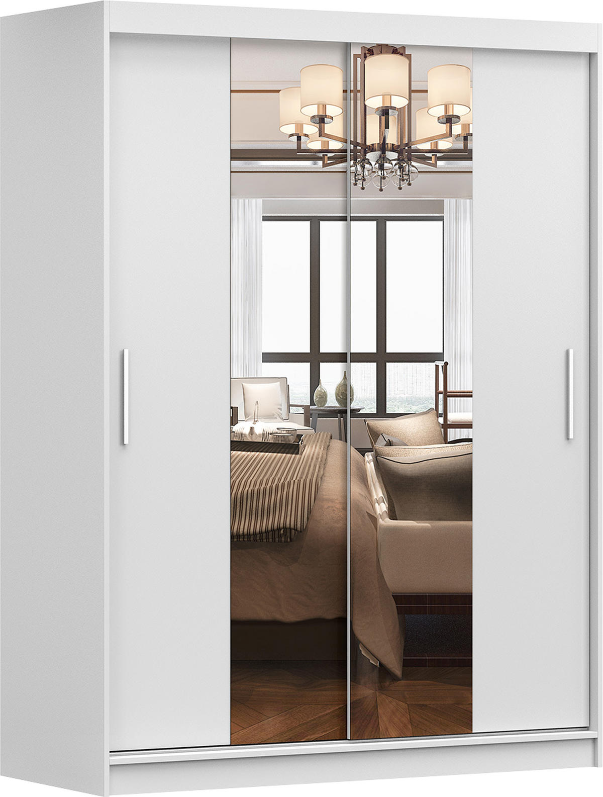 SCHIEBETÜRENSCHRANK - LARA 01 (Weiß) - Weiß, Holzwerkstoff/Metall (150/200/61cm) - Möblo