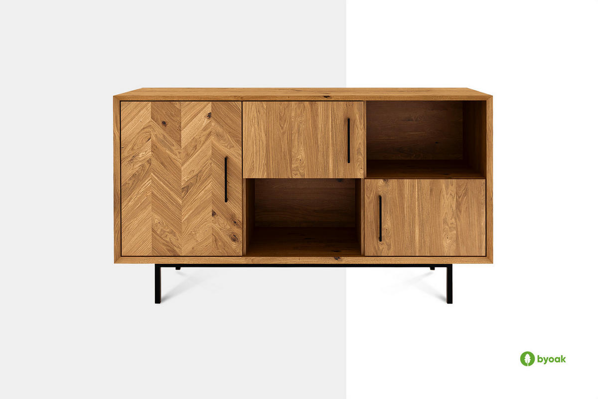 KOMMODE BREIT LEON Wildeiche - Wildeiche, Holz (144/80/45cm) - byoak