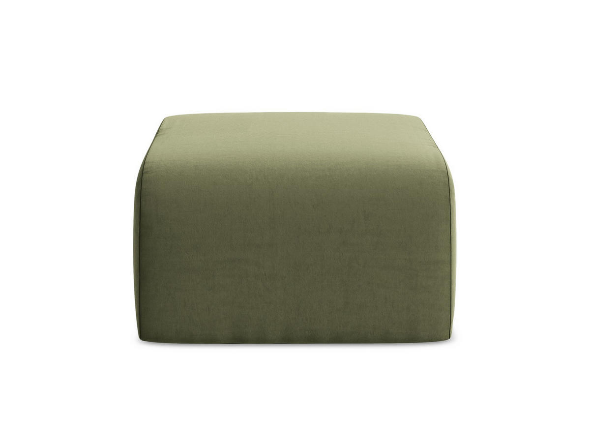 POUF Samt Stoff Grün - Schwarz/Olivgrün, Holzwerkstoff/Kunststoff (72/42/94cm) - Makamii