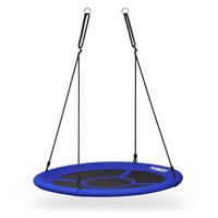 LEAGĂN-CUIB albastru închis rotund șezut închis 110 cm - multicolor, material plastic/metal (110/150/110cm) - Relaxdays