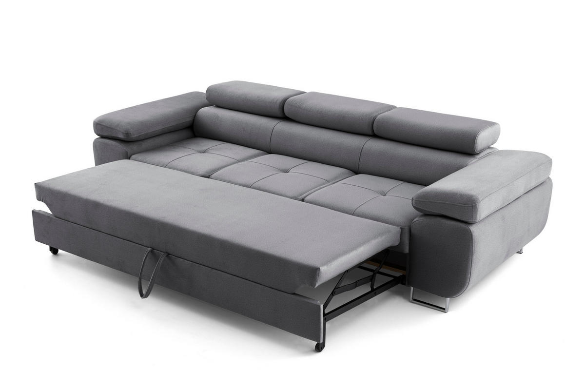 3-SITZER-SOFA WILD Dark gray - Chromfarben/Dunkelgrau, Holz/Textil (262/90/102cm) - Muffo