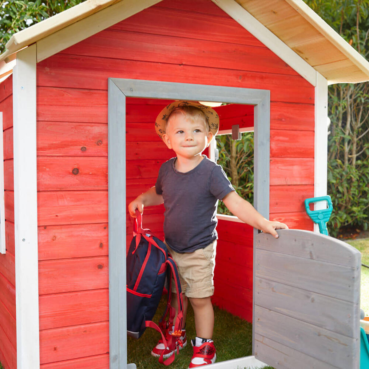 SPIELHAUS DAS KLEINE SCHLOSS - 106 x 111 cm Rot - Rot, Holz (101/128/106cm) - Home Deluxe