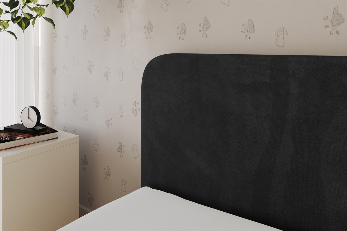 EINZELLBETT Jugendbett mit Bettkasten, Rechts - ALVY 80x200 Schwarz - Schwarz, Holzwerkstoff/Textil (80/200cm) - ALTDECOR