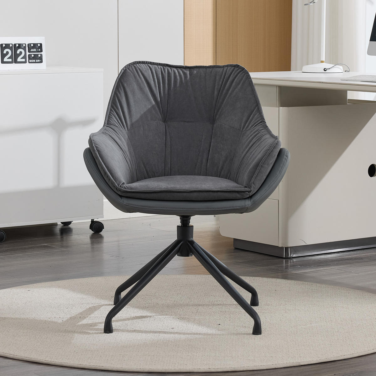 STUHL Kunstleder mit 360°-Drehfunktion, DE-42311, Grau - Grau, Metall (66/80/67.5cm) - ComfortXL