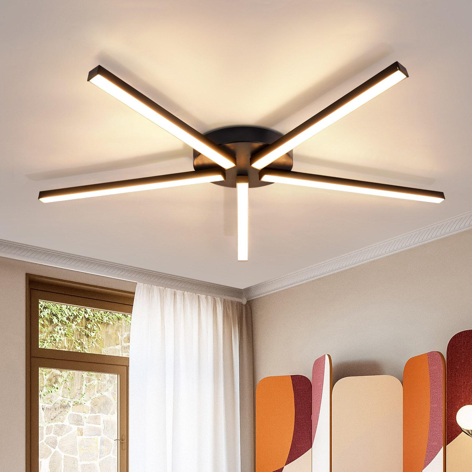 LED-DECKENLEUCHTE Halberstadt 64.2/61.1/4.8 cm - Schwarz, Metall (64.2/61.1/4.8cm) - Nettlife