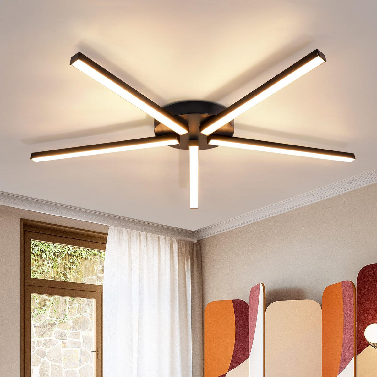 LED-DECKENLEUCHTE Halberstadt 64.2/61.1/4.8 cm - Schwarz, Metall (64.2/61.1/4.8cm) - Nettlife