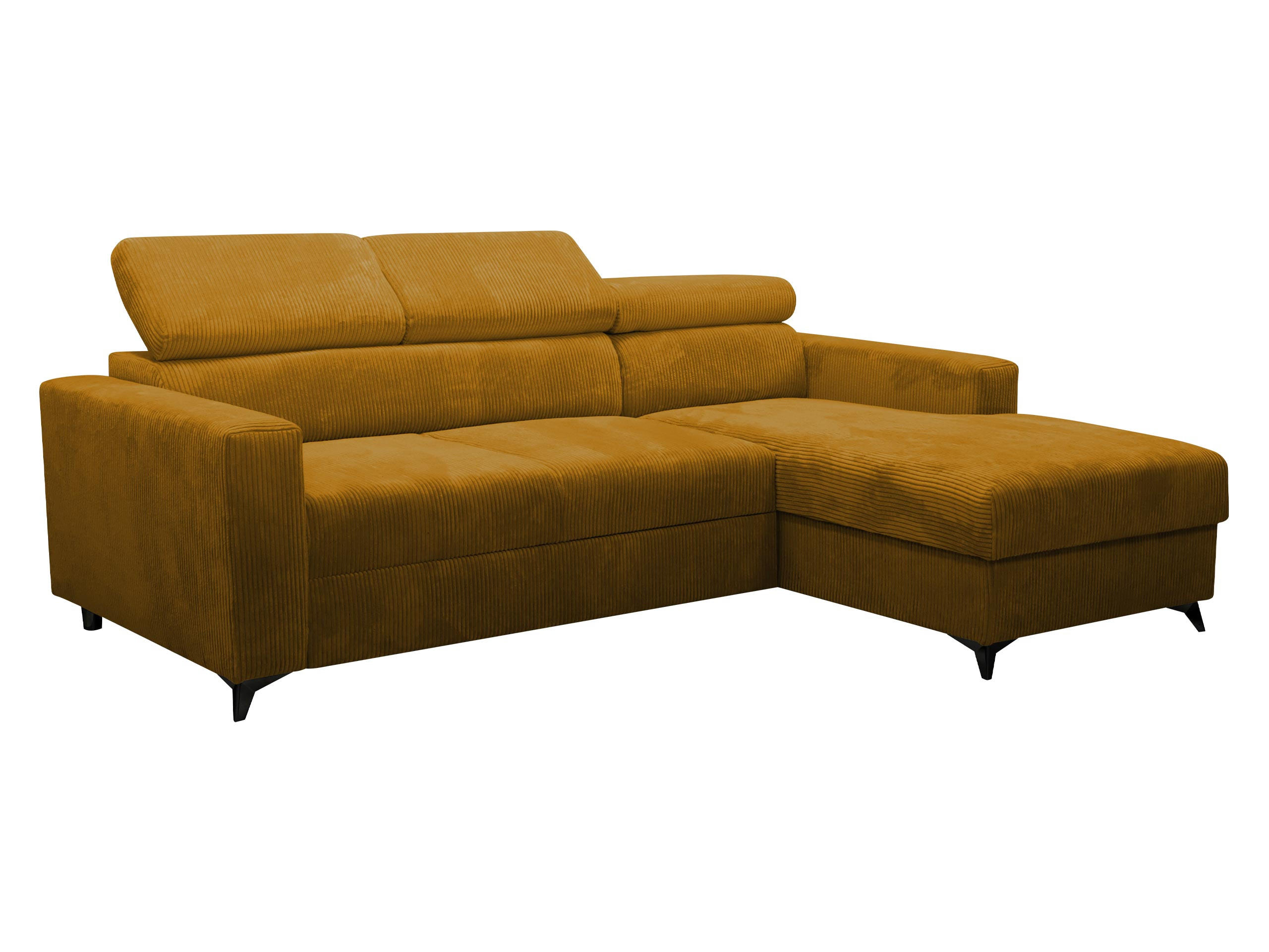 ECKSOFA Milano Premium Cord, Seite: Rechts 2R+LC - Schwarz/Bronzefarben, Holz/Textil (236/172cm) - MIRJAN24