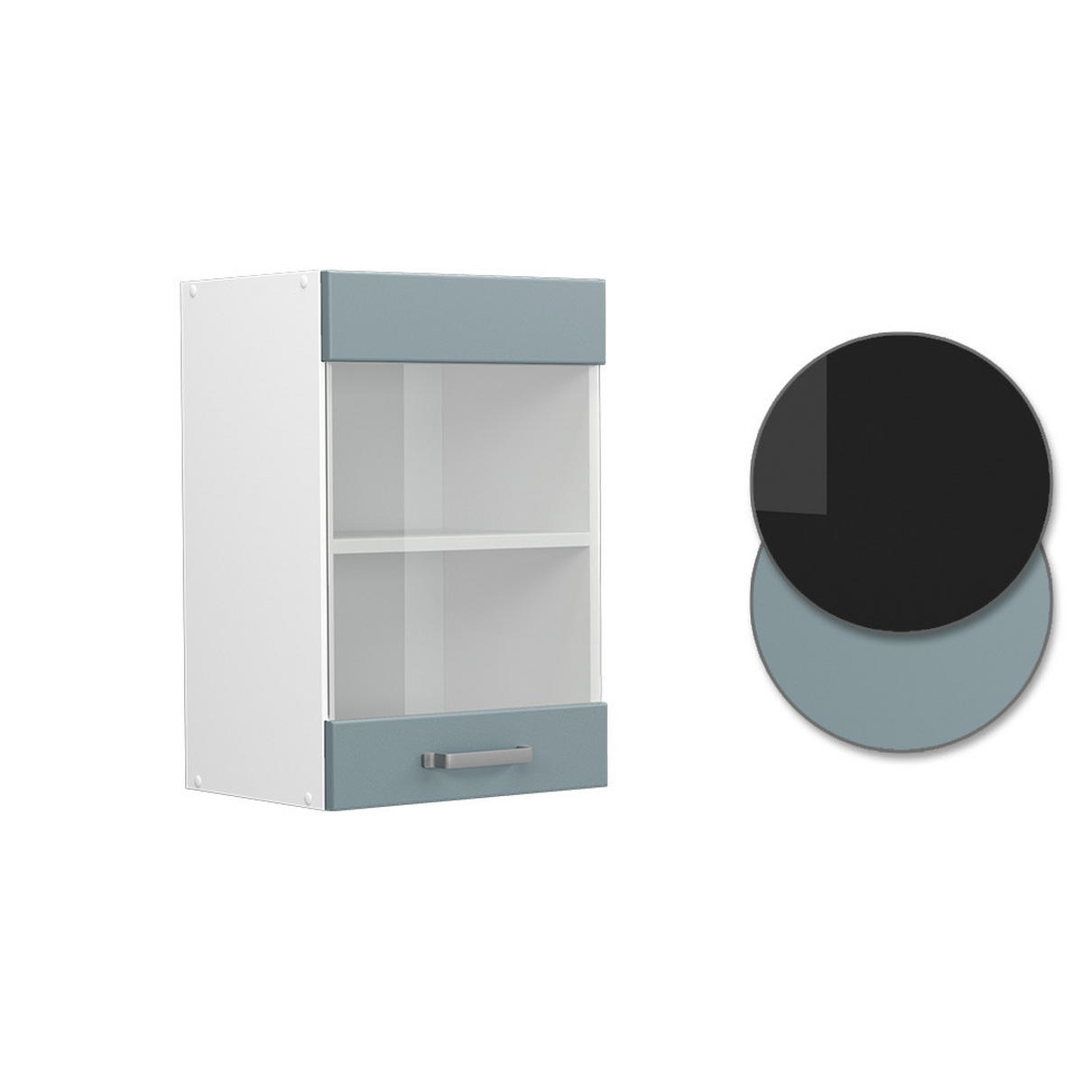 KÜCHENGLASSCHRANK R-Line Blau-Grau 40 cm - Blaugrau/Weiß, Holzwerkstoff (40/60/31cm) - Vicco