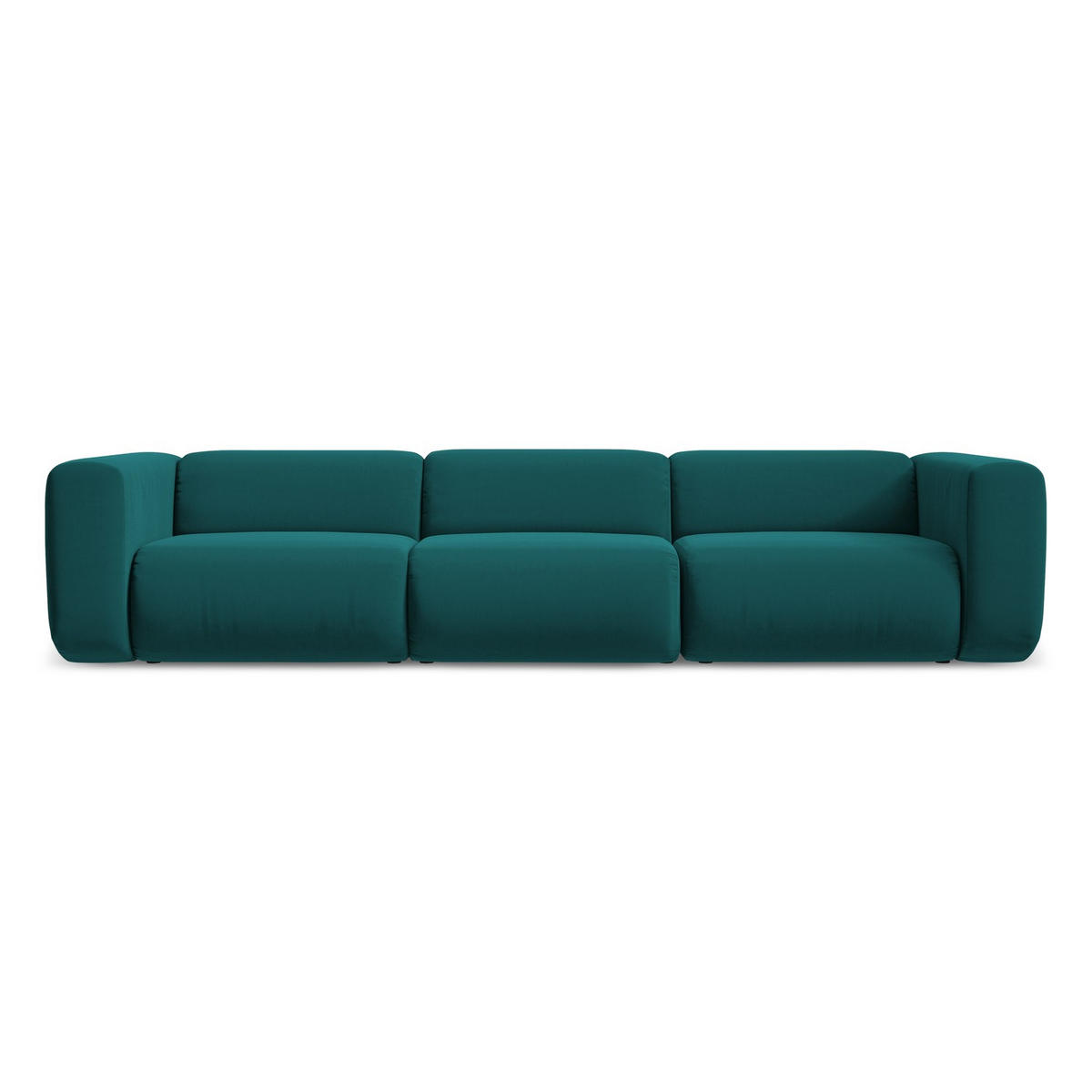4-SITZER-SOFA Samt Stoff Blau - Blau/Petrol, Kunststoff/Textil (319/70/89cm) - LaMiaSofa