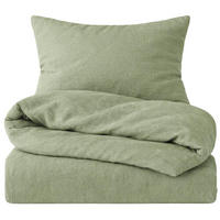 BETTWÄSCHE Halbleinen 155x220 cm aus 55% Baumwolle 45% Leinen, Bettbezug 155 x 220 - Grün - Grün, Textil (155/220cm) - Carpe Sonno