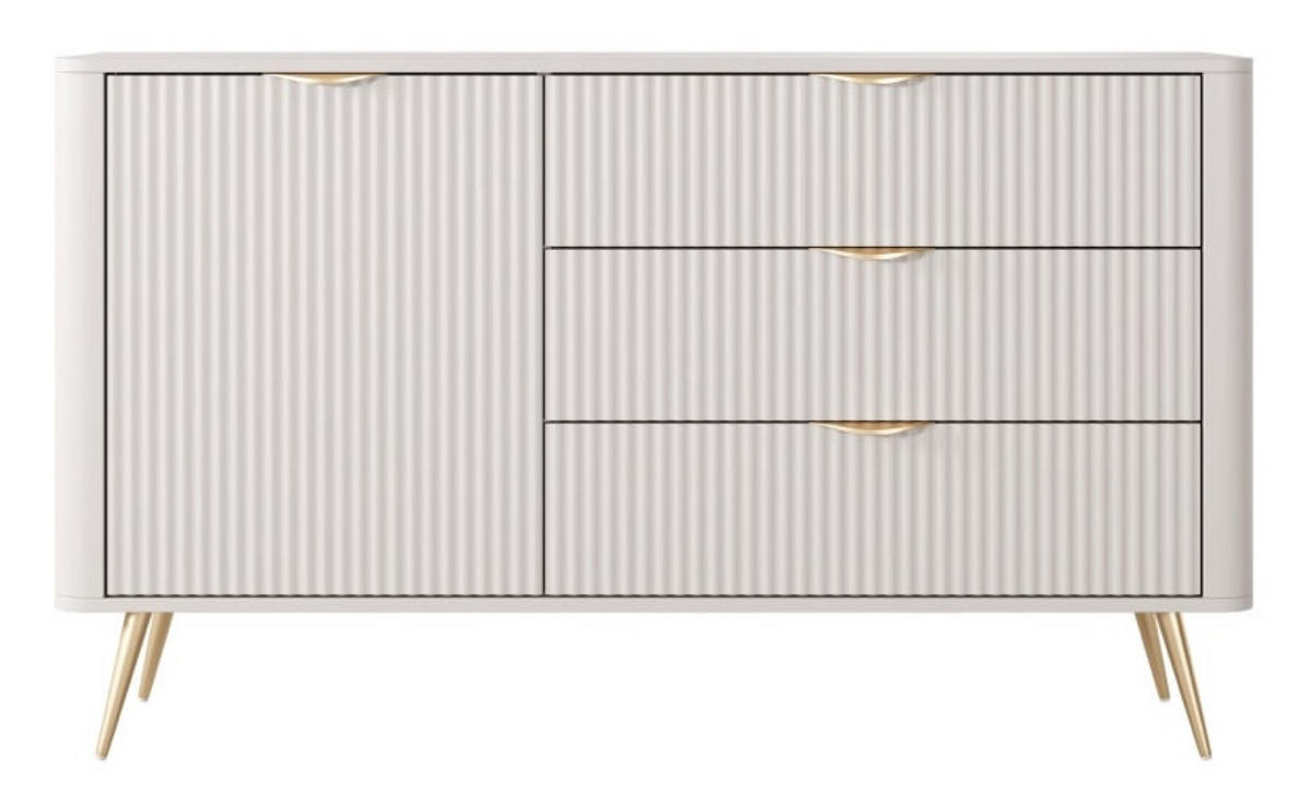 KOMMODE Beige D3S Lena Mit Goldenen Beinen - Beige, Holzwerkstoff (138/81/38cm) - Sepro Meble