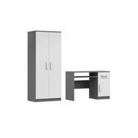 KINDERZIMMER-SET INGE IV 2-teilig in Weiß+Grau/Weiß - Weiß/Grau, Holzwerkstoff (190/192/50cm) - Deine Möbel 24