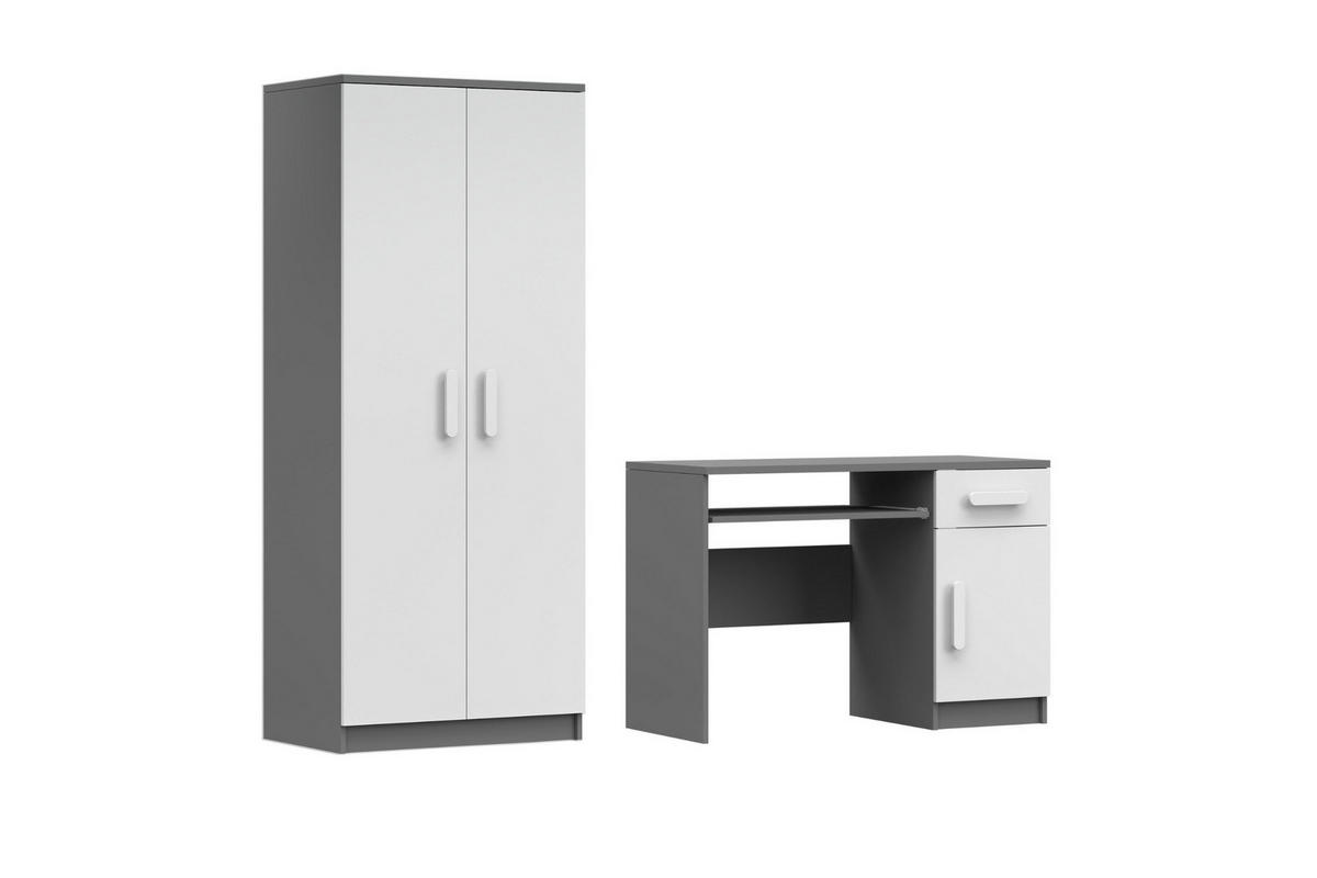 KINDERZIMMER-SET INGE IV 2-teilig in Weiß+Grau/Weiß - Weiß/Grau, Holzwerkstoff (190/192/50cm) - Deine Möbel 24