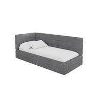 EINZELLBETT Jugendbett mit Bettkasten, Rechts - BEMY 90x200 Dunkelgrau - Schieferfarben, Holzwerkstoff/Textil (90/200cm) - ALTDECOR