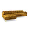 ECKSOFA links Mamaia aus Samt gelb 5 Sitzplätze - Gelb, Textil (185/293cm) - Micadoni