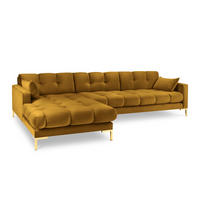 ECKSOFA links Mamaia aus Samt gelb 5 Sitzplätze - Gelb, Textil (185/293cm) - Micadoni