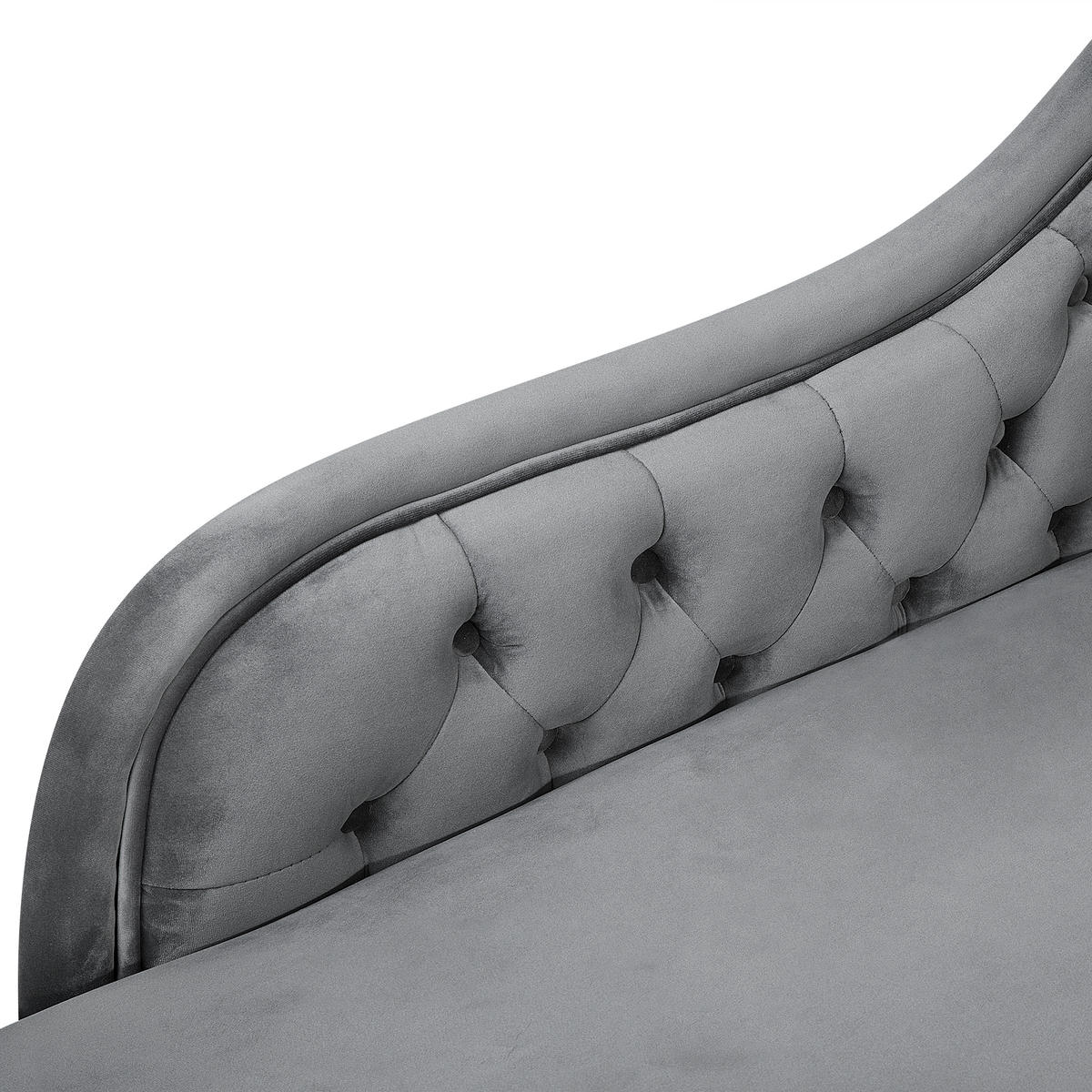 CHAISELONGUE Samtstoff grau rechtsseitig Nimes - Dunkelbraun/Grau, Textil (170/79/61cm) - Beliani