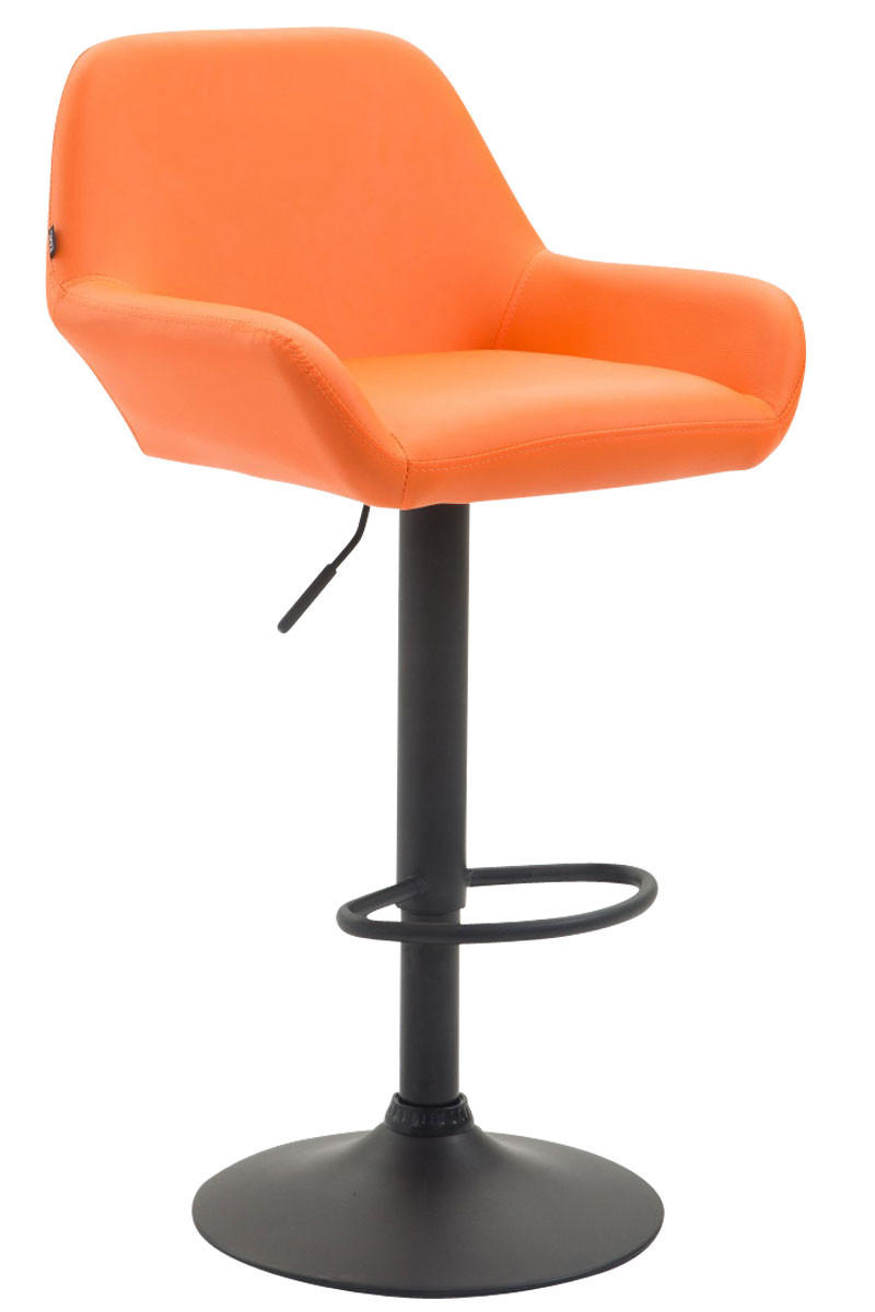 BARHOCKER DUBLIN Orange Kunstleder Schwarz - Orange, Leder/Metall (51/89/52cm) - DELUKE