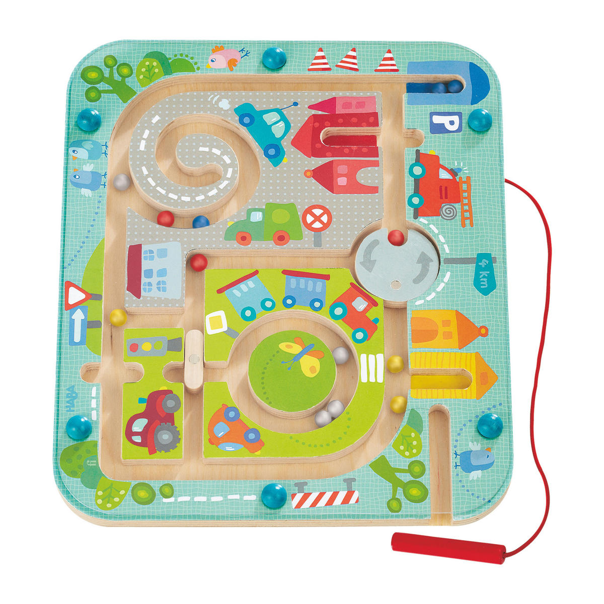 MAGNETSPIEL Stadtlabyrinth, ab 2 Jahren - Multicolor, Naturmaterialien (31.1/31.8cm)