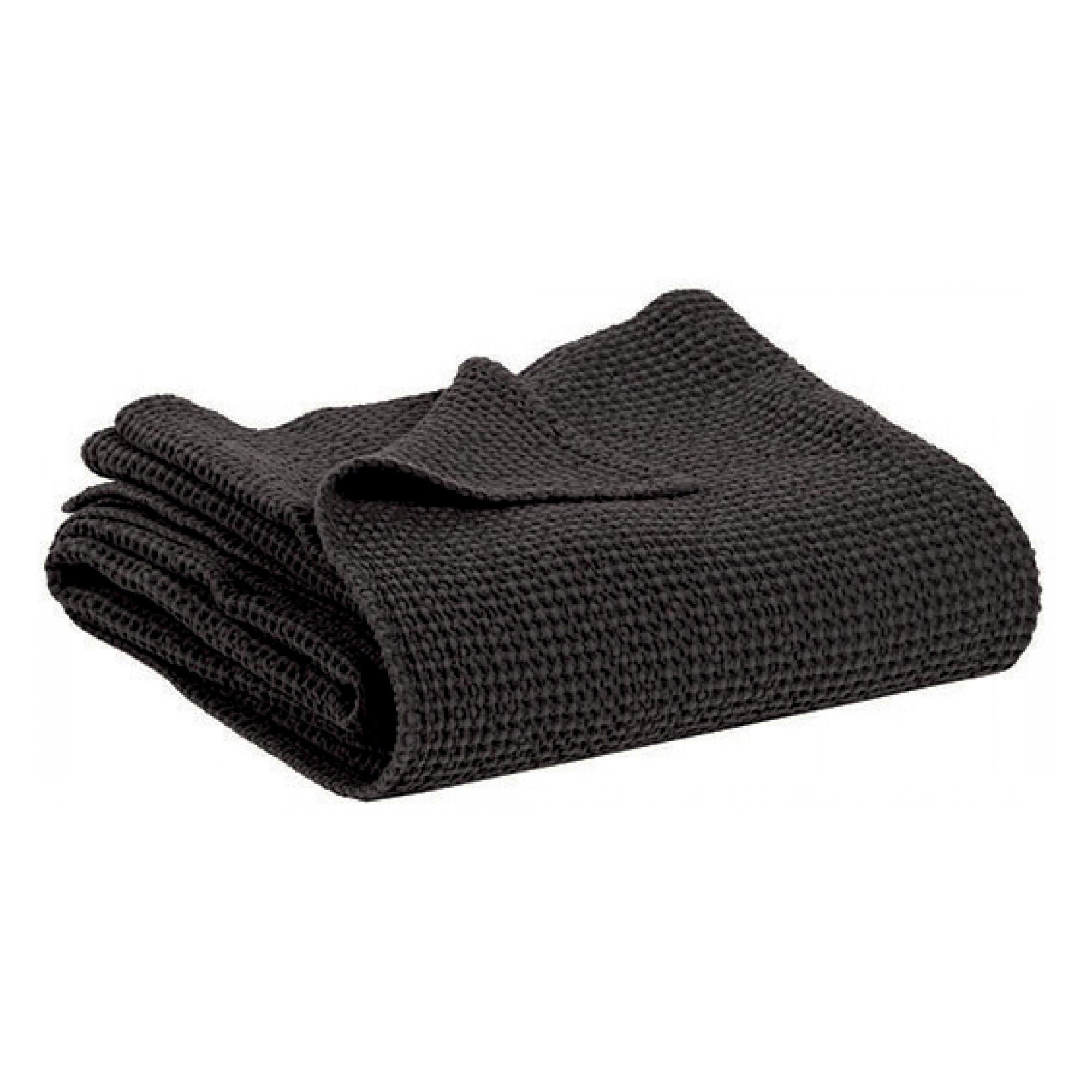 RECYCELTE BETTÜBERWURF Maia carbonfarben 180 x 260 cm - Schwarz, Textil (180/260cm) - Vivaraise