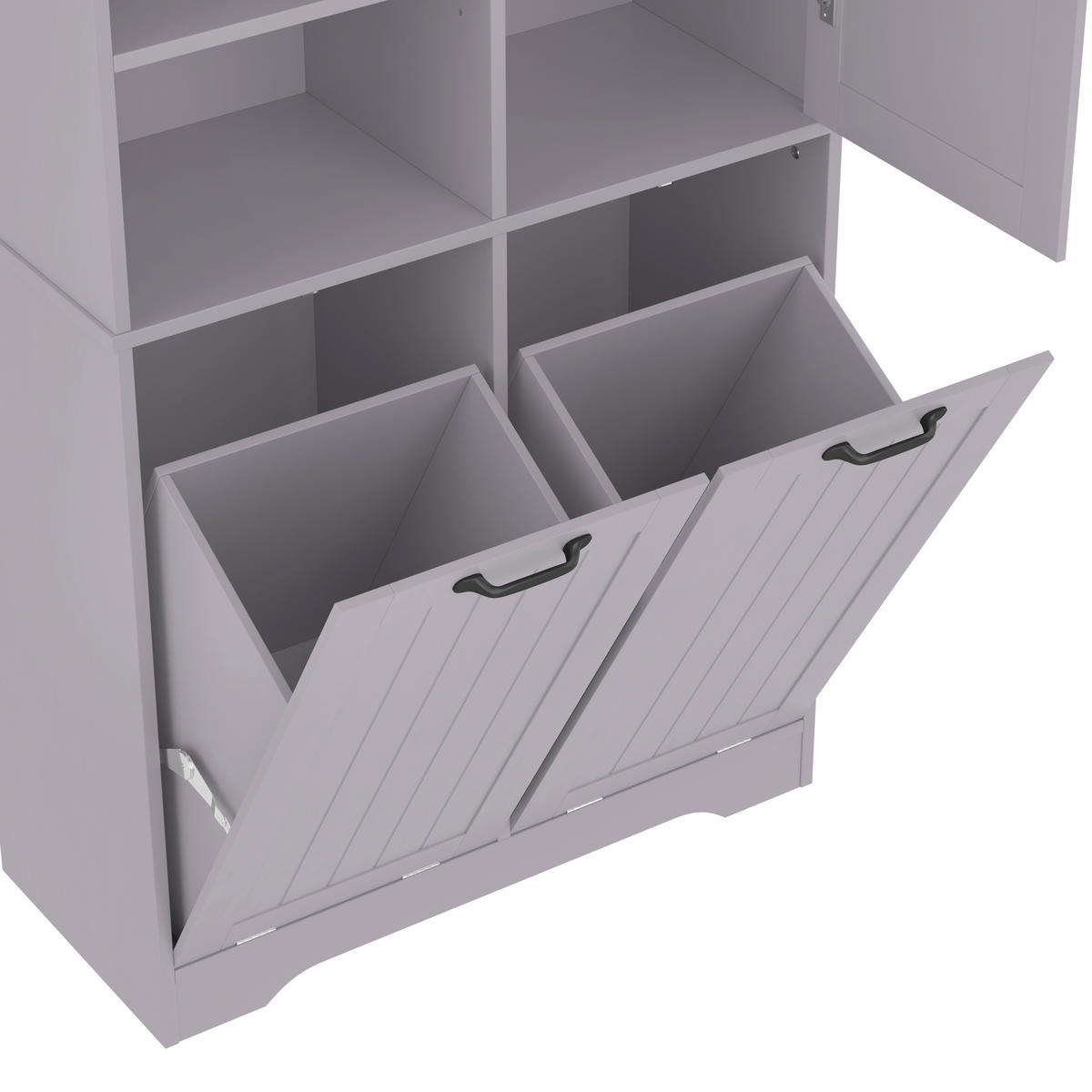 HOCHSCHRANK Grau mit 2 Wäschekörben und verstellbaren Einlegeböden 78/35/173 cm - Grau, Holzwerkstoff (78/172.7/35cm) - PANGIVO