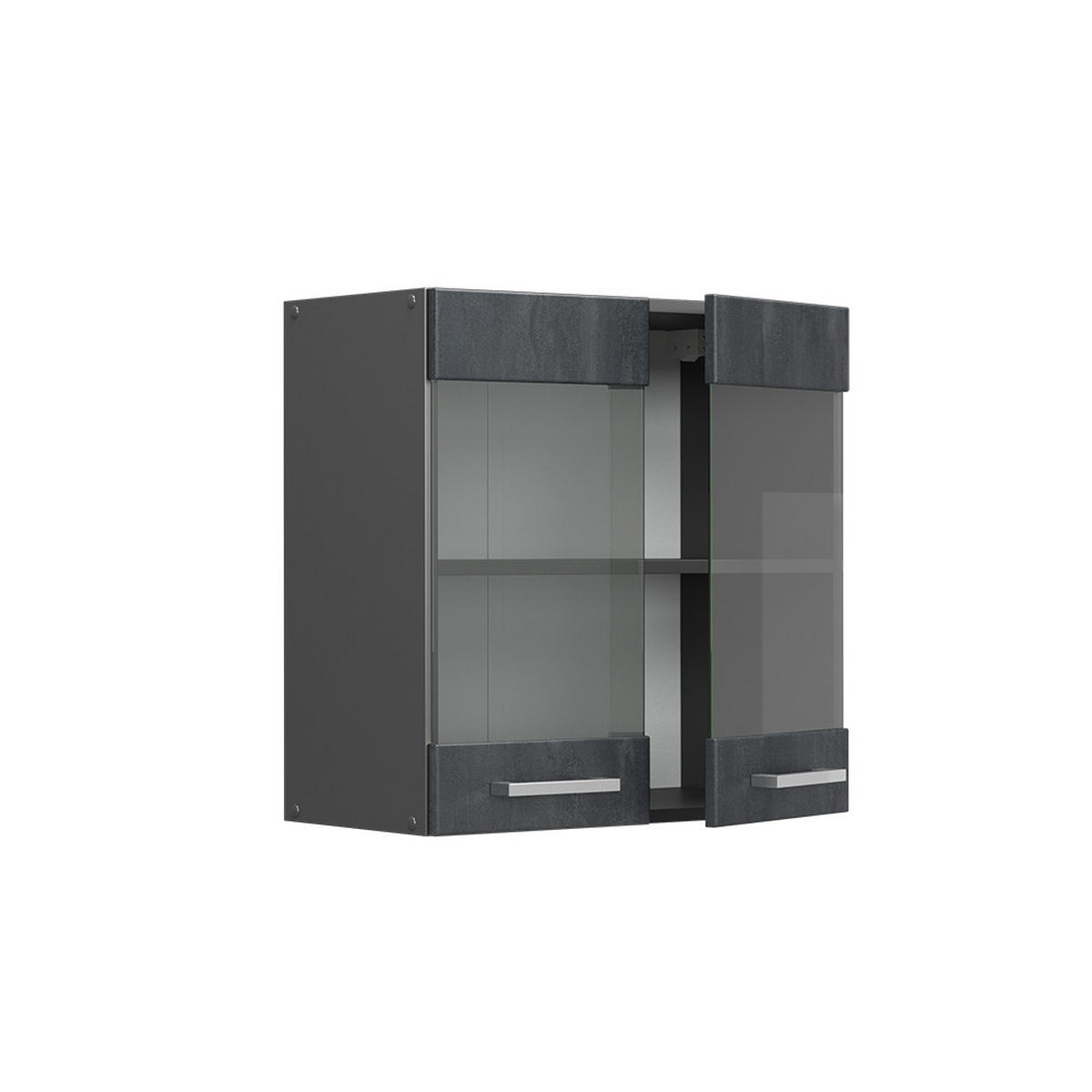 KÜCHENGLASSCHRANK R-Line Schwarz Beton 60 cm - Anthrazit/Schwarz, Holzwerkstoff (60/60/31cm) - Vicco