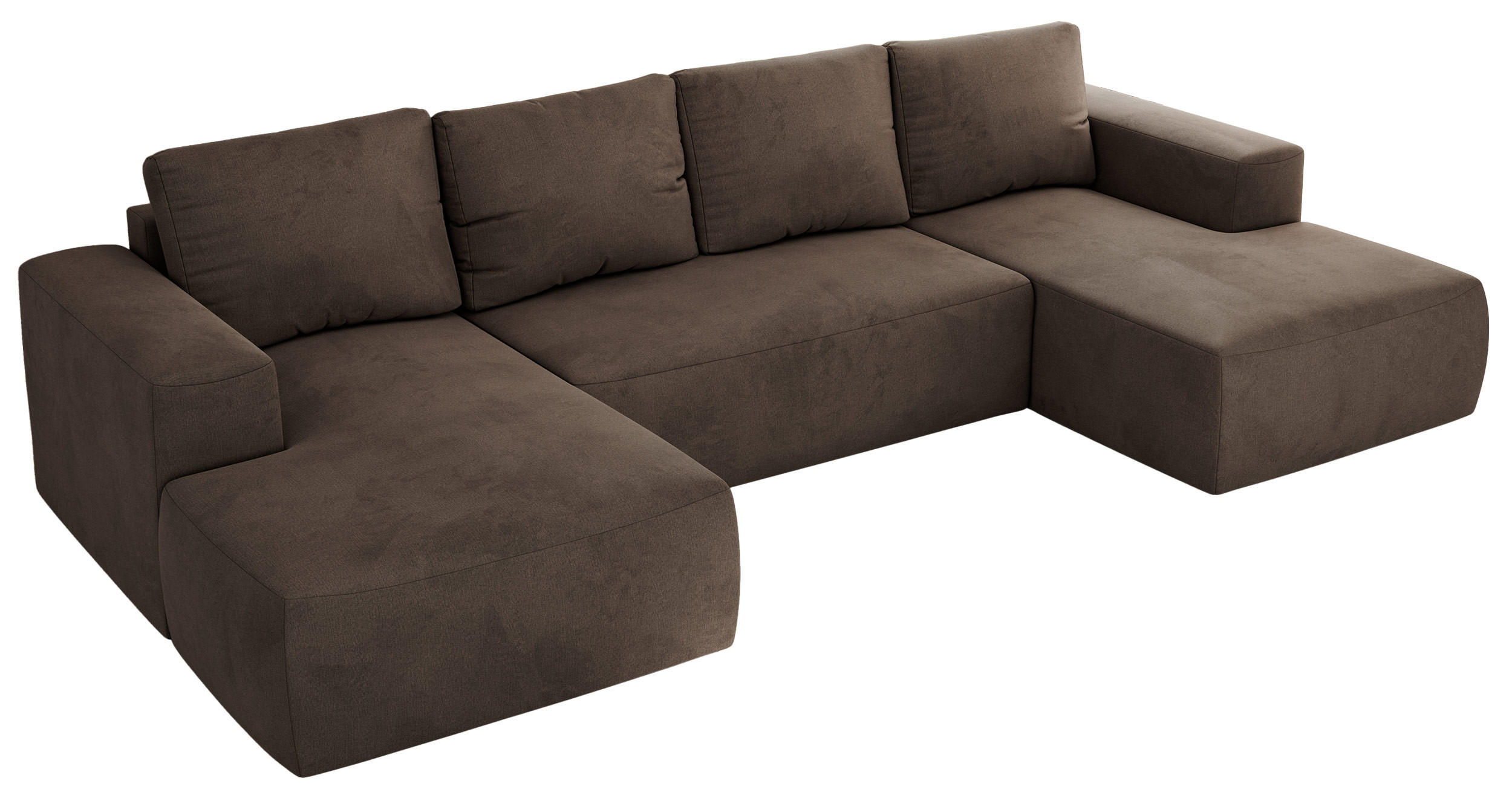 WOHNLANDSCHAFT TRENTINO U Braun Velvet - Braun, Textil (334/91/163cm) - MKS
