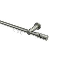 INNENLAUF-GARDINENSTANGEN-SET Platon Zoena 320 cm (geteilt in 2 x 160 cm), 1-läufig, 20 mm Ø Edelstahl-Optik - Edelstahlfarben, Metall (320cm) - INTERDECO