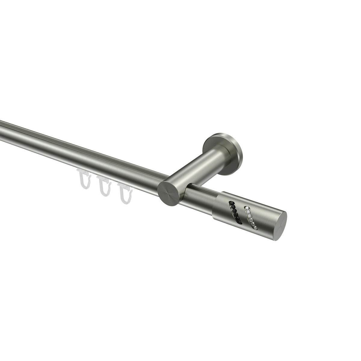 INNENLAUF-GARDINENSTANGEN-SET Platon Zoena 320 cm (geteilt in 2 x 160 cm), 1-läufig, 20 mm Ø Edelstahl-Optik - Edelstahlfarben, Metall (320cm) - INTERDECO