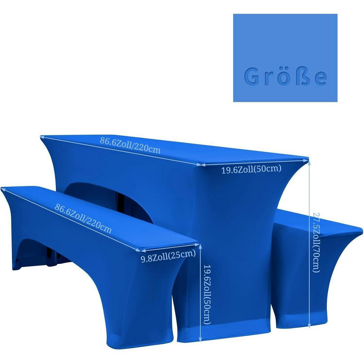 BIERZELTGARNITUR Hussen 3er-Set Blau - Blau, Textil (220/50/70cm)