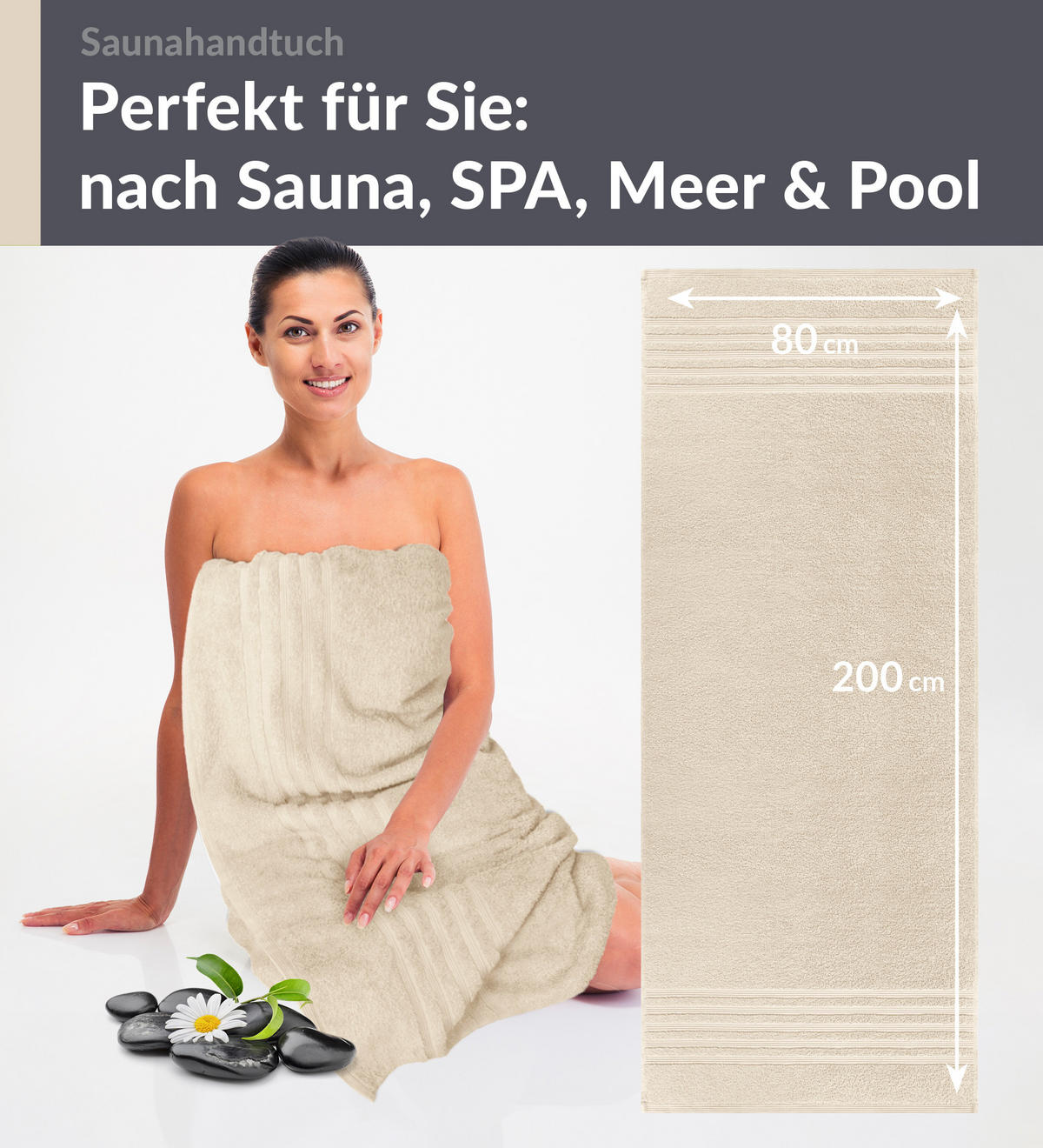 SAUNATUCH 80x200 cm 2er Set London Natur - Naturfarben, Textil (80/200cm) - Lashuma