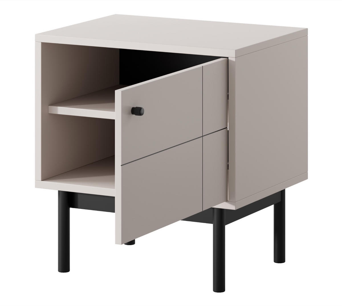 NACHTTISCH Japandies Greige 54 cm - Taupe/Schwarz, Holz/Holzwerkstoff (54/56.6/39cm) - Selsey