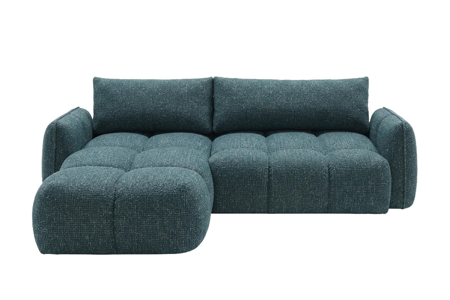 ECKSOFA L-Form Mit Schlaffunktion, Chenillestoff Puente, Petrol, Links, BELVEDER L - Petrol, Holz (250/168cm) - Kaiser Möbel