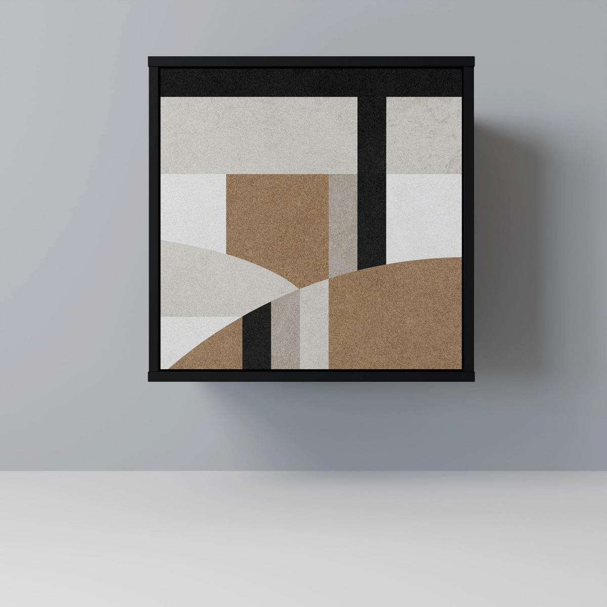 SIDEBOARD DELICATE MEMENTO, Schwarz, 57,5x42x75,5 cm, Goldfarbene Metallfüße - Goldfarben/Multicolor, Holzwerkstoff/Metall (57.5/75.5/42cm) - SpaceRebels