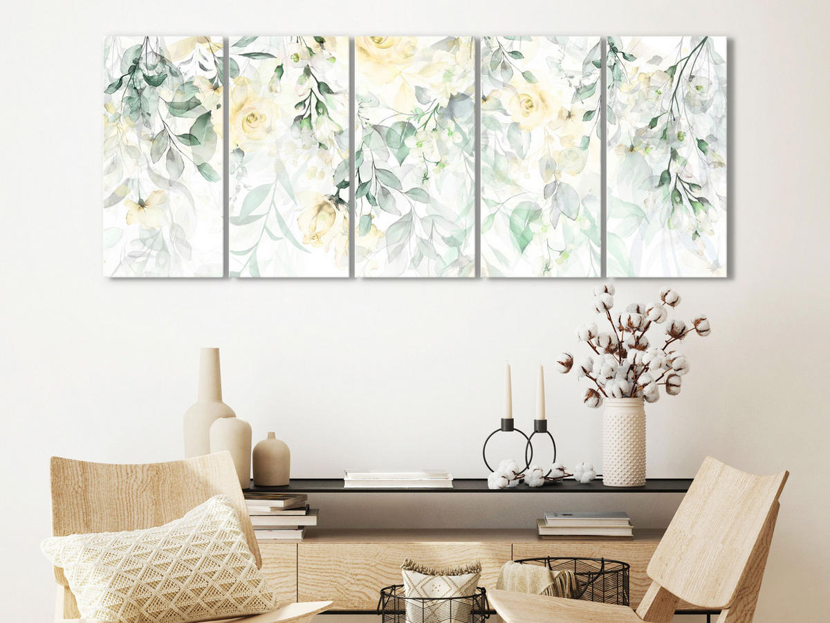 KUNSTDRUCK Grün 225/90 cm - Gelb/Grün, Textil (225/90cm) - KUNSTLOFT