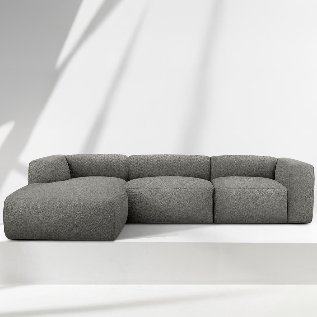 ECKSOFA LINKS BUFFO, Stahlgrau - Grau, Holz/Holzwerkstoff (285/176cm) - KONSIMO®