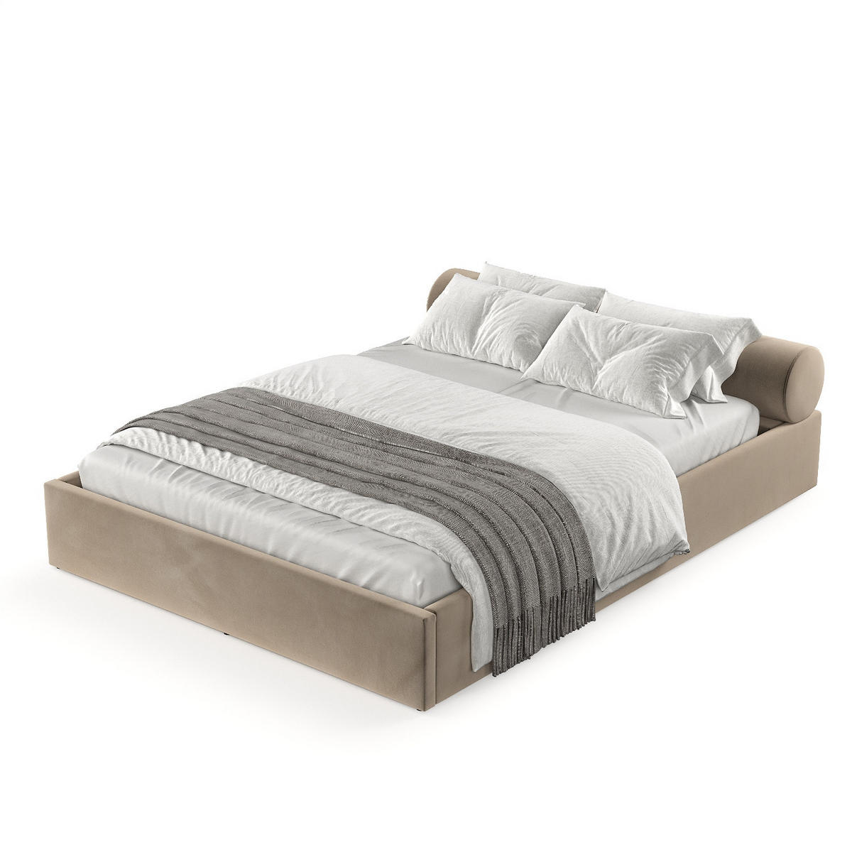 POLSTERBETT Solvo mit Stauraum 140/200 cm Taupe im Paros Stoff - Taupe/Schwarz, Holz/Holzwerkstoff (140/200cm) - AltaBeds