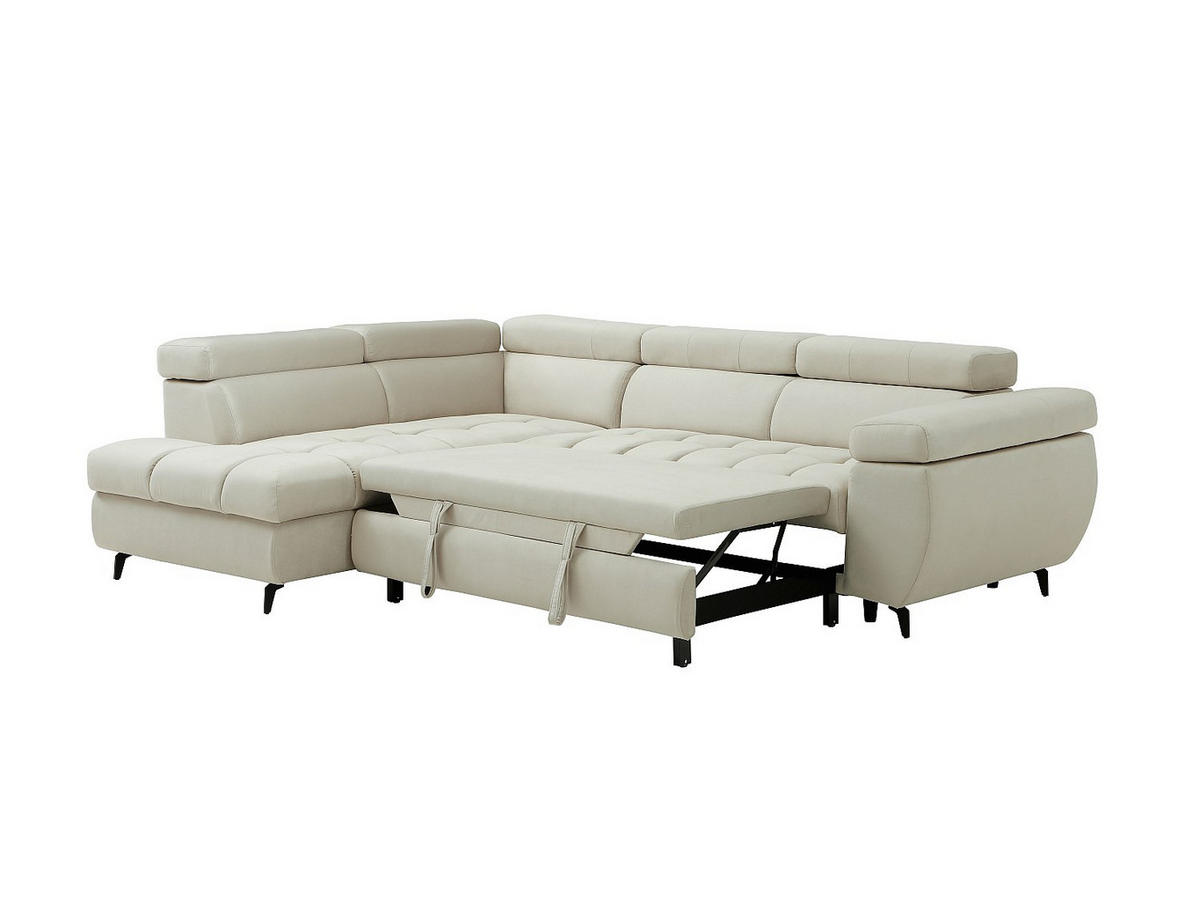 SCHLAFSOFA - 5 Personen - Samt - Beige - Beige, Textil (274/80/204cm) - Vente-Unique