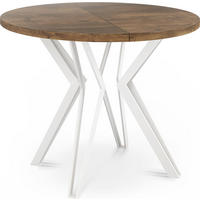 ESSTISCH Austin runder ausziehbarer, Lefkas Eiche 100-180/100/76 cm - Alteiche/Weiß, Holzwerkstoff/Metall (100/100/76cm) - WFL GROUP